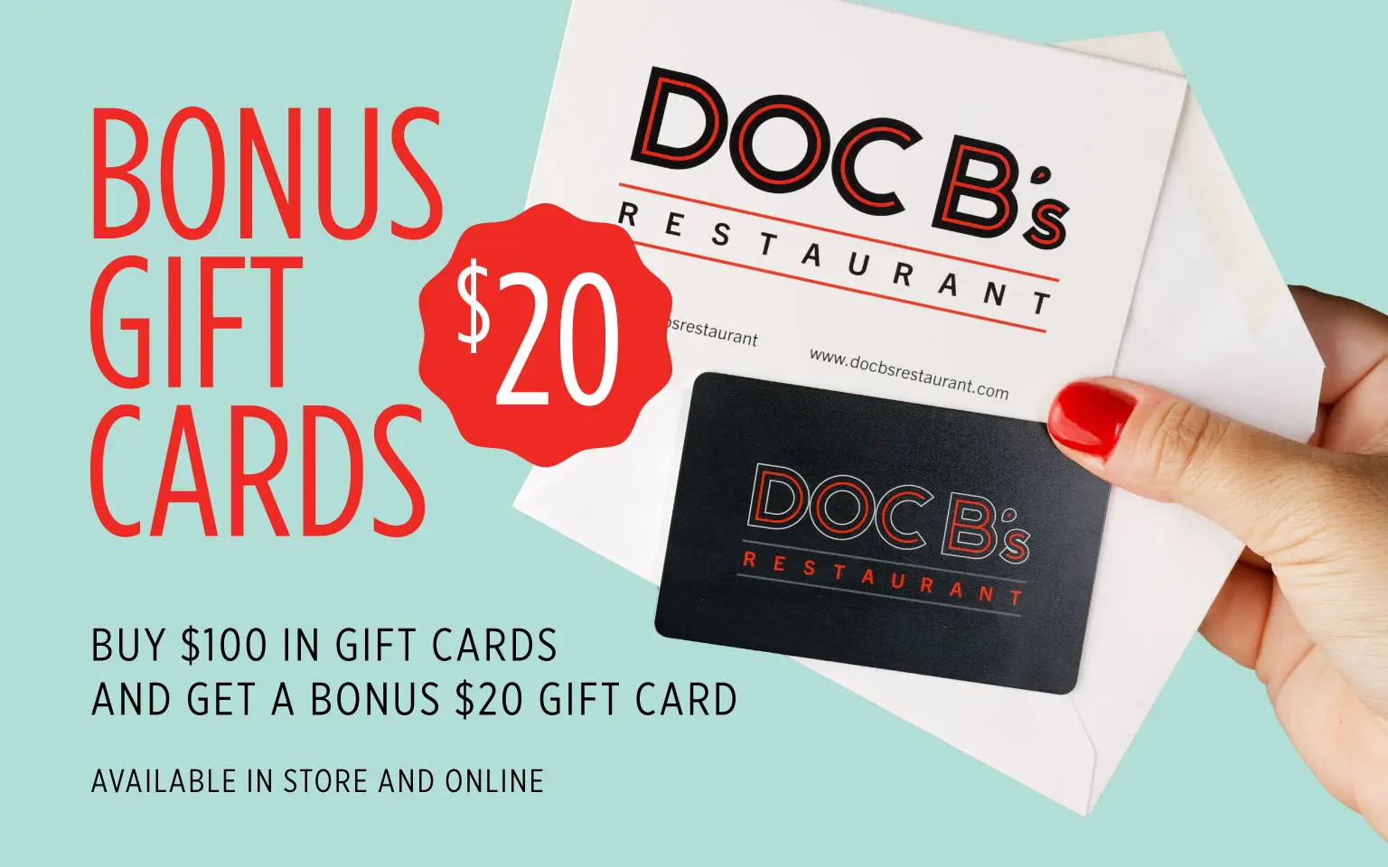 Bonus $20 for every $100 in gift card purchases