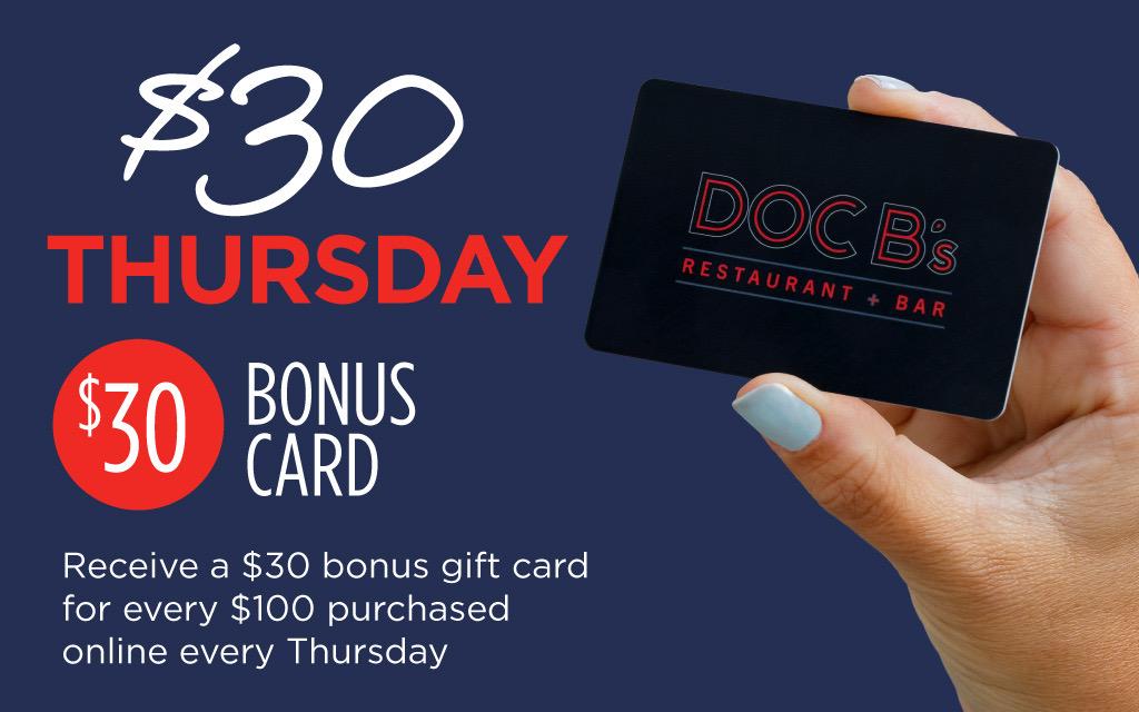 Bonus $30 for every $100 in gift card purchases